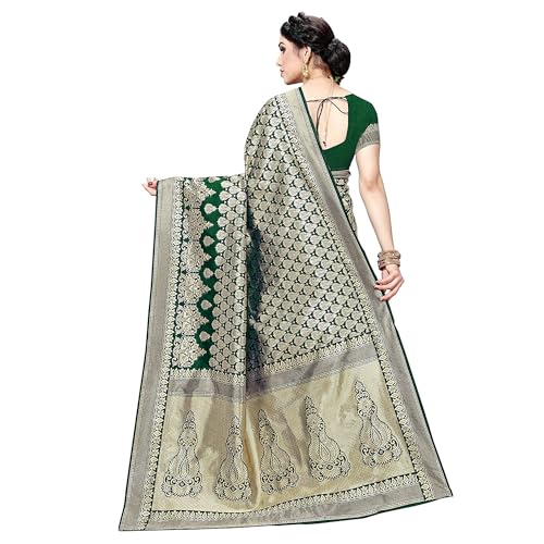 Yashika Women's Trendy Banarasi Kanjivaram Navy Color Art Silk Saree with Blouse Material