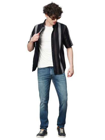 Exclusive Stripes Half Sleeve Crochet Stripes Shirt for Men | AB_TB_470