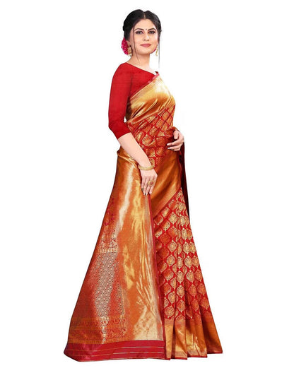 Yashika Women's Trendy Banarasi Kanjivaram Navy Color Art Silk Saree with Blouse Material