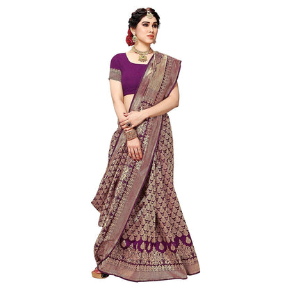 Yashika Women's Trendy Banarasi Kanjivaram Navy Color Art Silk Saree with Blouse Material