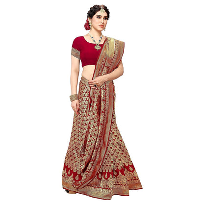 Yashika Women's Trendy Banarasi Kanjivaram Navy Color Art Silk Saree with Blouse Material