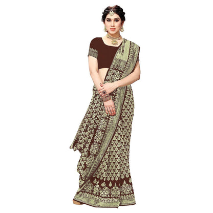 Yashika Women's Trendy Banarasi Kanjivaram Navy Color Art Silk Saree with Blouse Material