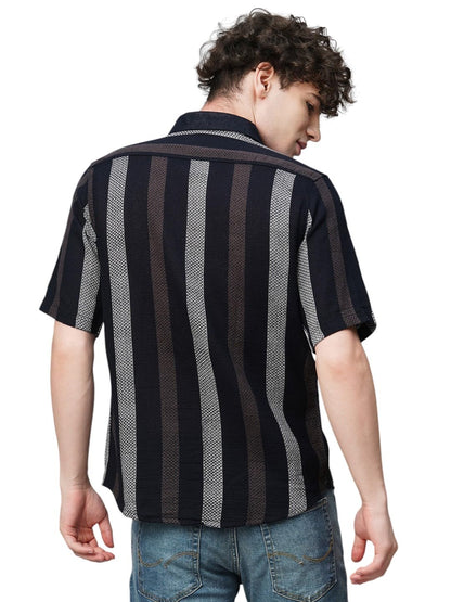 Exclusive Stripes Half Sleeve Crochet Stripes Shirt for Men | AB_TB_470