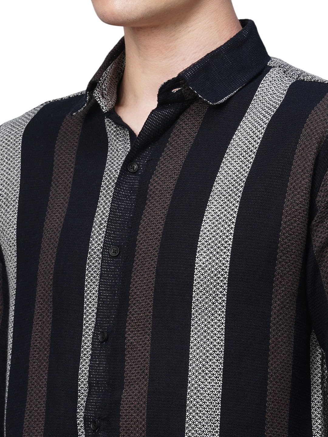 Exclusive Stripes Half Sleeve Crochet Stripes Shirt for Men | AB_TB_470