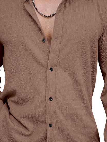 Men's Regular Fit Poly Popcorn Casual Shirt