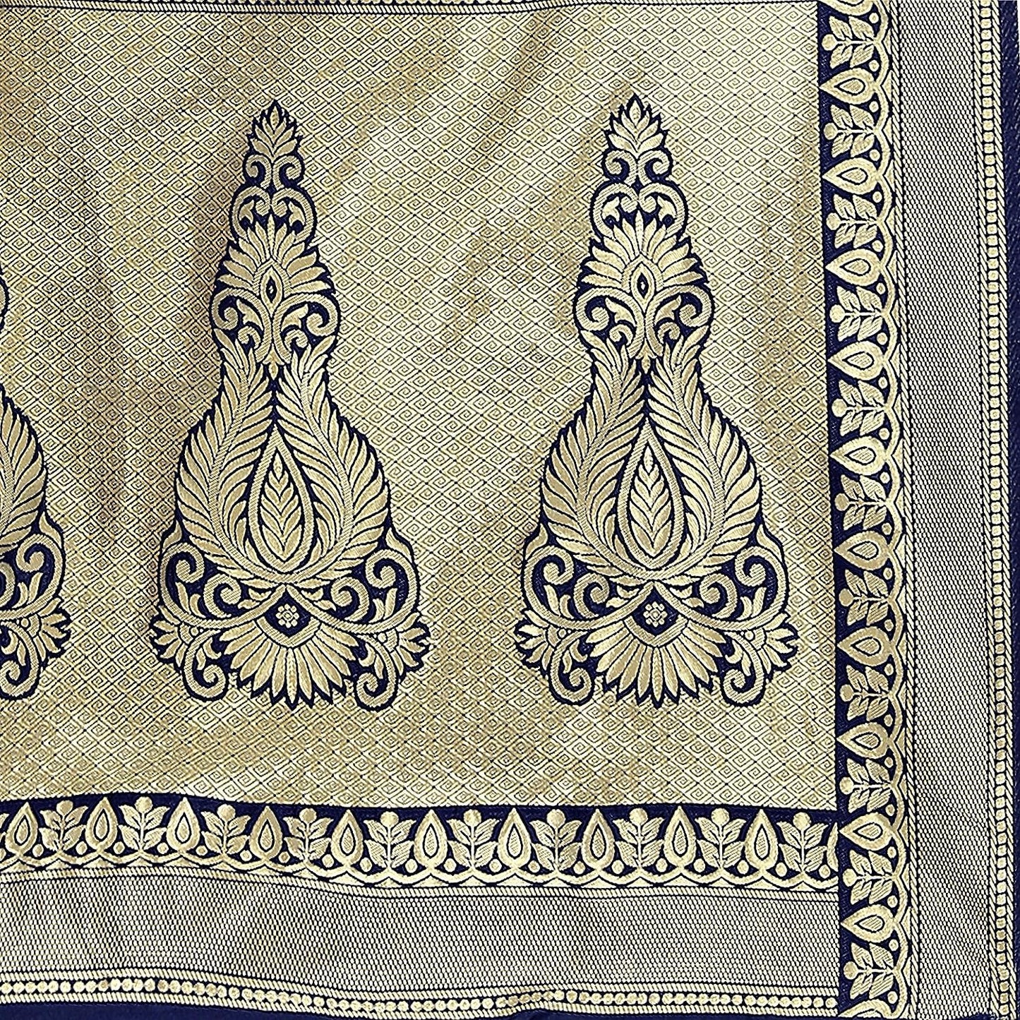 Yashika Women's Trendy Banarasi Kanjivaram Navy Color Art Silk Saree with Blouse Material